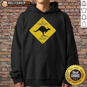 Nice No Kangaroos in Austria logo hoodie featuring a vibrant design, perfect for fans of unique travel-themed apparel.