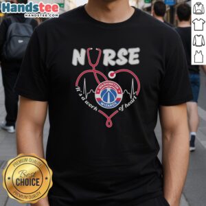 Premium Washington Wizards Nurse 'It's A Work Of Heart' Stethoscope Heart T-Shirt for passionate basketball and healthcare fans.