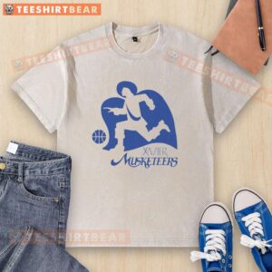 Alt Text: Awesome Xavier Musketeers Basketball 2026 Logo V2 on a washed t-shirt showcasing team spirit and style.