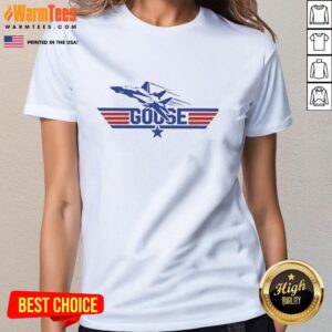 Original Top Gun Goose fighter plane retro ladies tee featuring a stylish design perfect for fans of the classic movie.