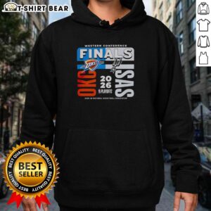 Awesome 2025-26 NBA Western Conference Finals hoodie featuring Oklahoma City Thunder vs San Antonio Spurs design.