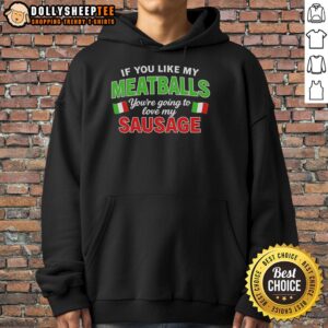 Stylish hoodie featuring Italy flag pattern, perfect for meatball and sausage lovers. Unique design for casual wear.