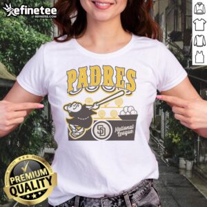 Alt Text: Premium Preschool Mitchell & Ness Cream San Diego Padres Step Back Up Ladies Tee for stylish young fans.