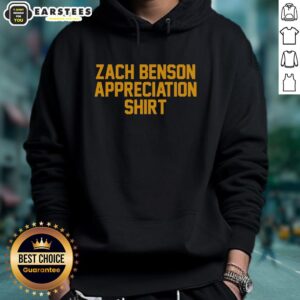 Alt Text: Premium Zach Benson Appreciation Buffalo Sabres Hoodie featuring team colors and logo, perfect for fans and collectors.