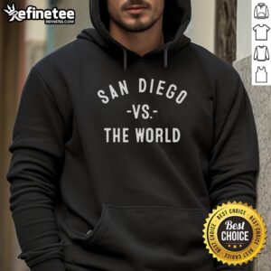 Alt Text: Official San Diego Vs The World Curved Hoodie featuring a stylish design and vibrant colors, perfect for casual wear.