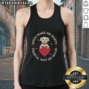 Good Dogs Make Me Happy tank top featuring a cheerful dog graphic, perfect for dog lovers and casual wear.