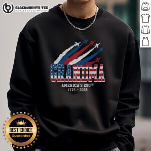 Awesome American 250th Anniversary Grandma Sweatshirt featuring patriotic design and comfortable fit for proud grandmothers.