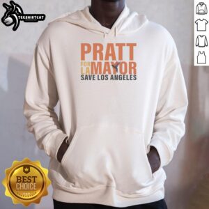 Alt Text: Premium Spencer Pratt for Mayor Save Los Angeles logo hoodie featuring bold design and vibrant colors.