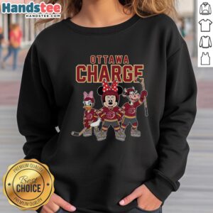 Nice Ottawa Charge cartoon team ice hockey sweatshirt featuring vibrant graphics and a cozy design for fans.