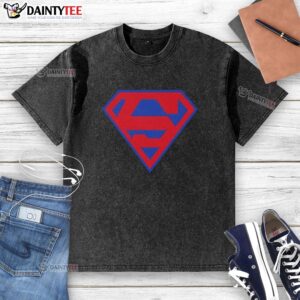 Pretty M Jackson Superman superhero DC Universe logo washed t-shirt in vibrant colors, perfect for fans and casual wear.