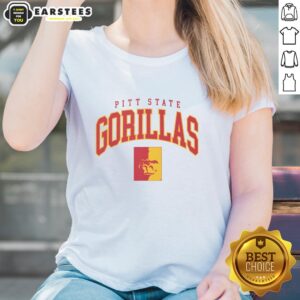 Awesome Pittsburg State Gorillas classic logo on a stylish ladies tee, perfect for fans and casual wear.