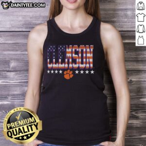 Stylish Clemson Tigers tall type flag tank top, perfect for game days and showing team spirit.