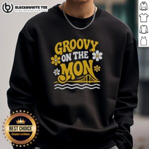 Groovy On The Mon sweatshirt featuring Pittsburgh Riverhounds SC logo, perfect for fans and stylish outings.