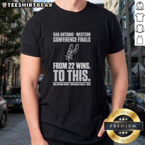 Premium San Antonio Spurs Western Conference Finals 2026 T-Shirt featuring bold graphics celebrating the team's turnaround.