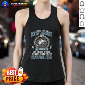 Philadelphia Eagles tank top showcasing team pride, perfect for fans living in New Jersey on game day.