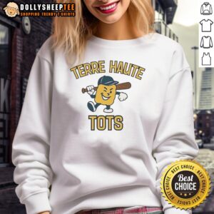 Hot Terre Haute Tots mascot sweatshirt featuring vibrant colors and playful design for fans and supporters.