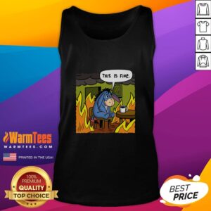 Original Stuffed Donkey This Is Fine Meme Tank Top featuring a playful design for casual wear and meme lovers.
