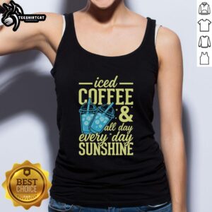 Good iced coffee and sunshine summer vibes tank top featuring a vibrant design, perfect for warm weather outings.