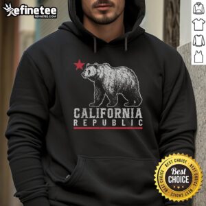 Alt Text: Vintage California Republic hoodie featuring a bear and star design, perfect for stylish Cali-inspired outfits.