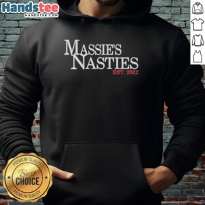 Awesome Massies Masties Est 2012 hoodie in navy blue, showcasing stylish design perfect for casual wear and gatherings.