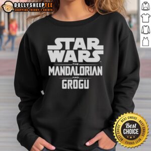 Alt Text: Official Star Wars The Mandalorian and Grogu letter sweatshirt featuring iconic characters in stylish design.