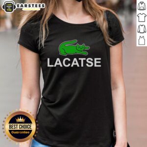 Funny Good Lactase Cat logo parody on a stylish ladies tee, perfect for cat lovers and lactose-free enthusiasts.