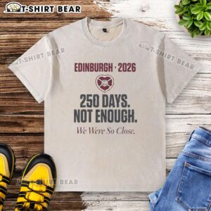 Official Hearts 250 Days Top Heartbreak Scottish Premiership Final Day 2026 Washed T-Shirt featuring team logo and design.