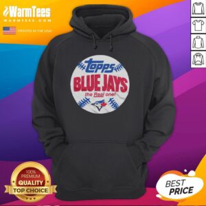 Alt Text: Original Powder Blue Toronto Blue Jays MLB X Topps Baseball The Real One Hoodie, showcasing vibrant team colors and logo.