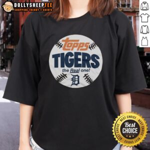 Good Detroit Tigers MLB x Topps Baseball The Real One ladies tee showcasing vibrant team graphics and comfortable fit.