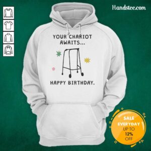 Stylish 'Nice Your Chariot Awaits' Happy Birthday hoodie, perfect gift for celebrating birthdays in comfort and style.