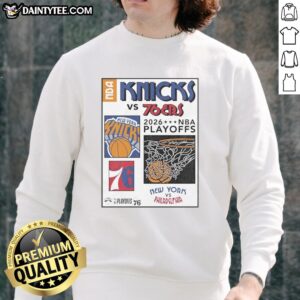 Comfortable Nice New York Knicks playoffs sweatshirt for Round 2 match-up, featuring team colors and logo.