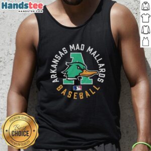 Good Arkansas Mad Mallards baseball logo tank top in vibrant colors, perfect for fans and summer sports activities.