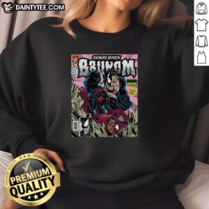Alt Text: Awesome Venomous Brunson Venom X Jalen Brunson Marvel Comic Sweatshirt featuring vibrant graphic design.