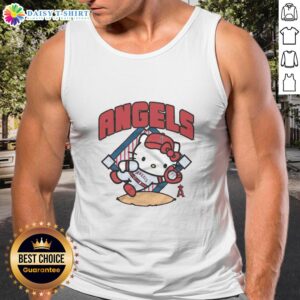 Cute Pretty Los Angeles Angels Hello Kitty tank top featuring vibrant colors and playful design for fans.