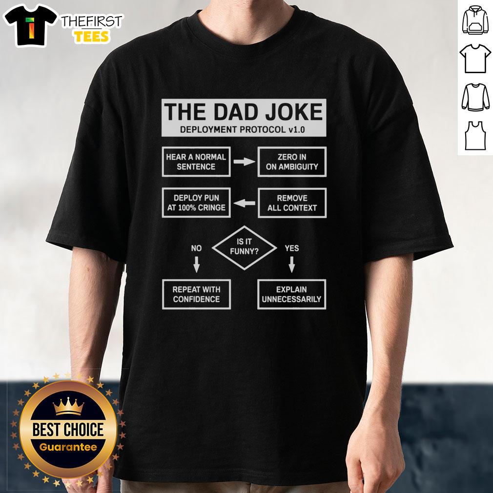 original-dad-jokes-deployment-protocol-t-shirt-1 Original Dad Jokes Deployment Protocol T-Shirt featuring a humorous design for dad joke enthusiasts.