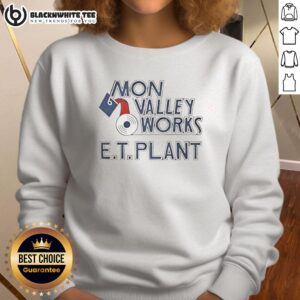 Pretty Mon Valley Works E.T. Plant molten metal pour sweatshirt showcasing industrial design and craftsmanship.