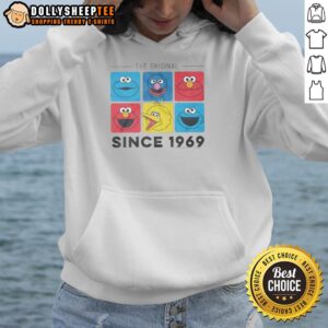 Cozy hoodie featuring original Sesame Street characters since 1969, perfect for fans of the beloved children's show.