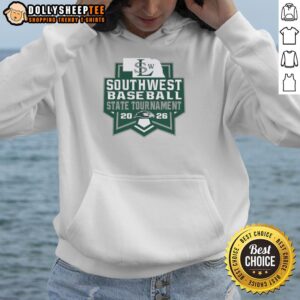 Alt Text: Top Southwest Silver Hawks Baseball State Tournament 2026 logo on a stylish hoodie, perfect for fans and players.