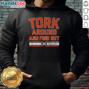 Premium Spencer Torkelson 'Tork Around and Find Out' hoodie showcasing stylish design and comfortable fit for fans.