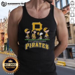 Alt Text: Snoopy, Charlie Brown, Linus, and Lucy in Pittsburgh Pirates baseball jerseys, showcasing their team spirit.