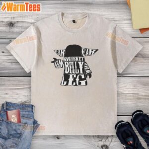 Cute Baby Yoda t-shirt featuring a vibrant design of the character's arm, belly, and leg, perfect for fans.