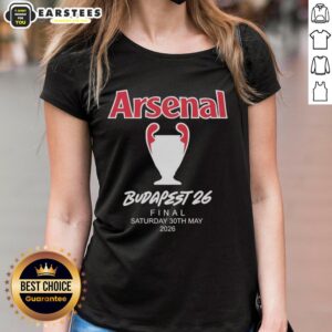 Good Arsenal FC Budapest 2026 UEFA Champions League Final ladies tee featuring team logo and stylish design.