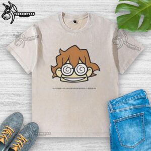 Alt Text: Cartoon-style Nice Pidge from Dreamworks Voltron, hypnotized design on a washed T-shirt for fans and collectors.