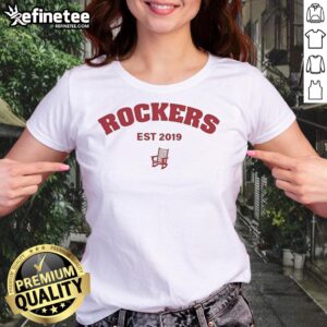 Top Rockers Est 2019 Ladies Tee featuring High Point Rockers and Long Island Ducks logo, perfect for fans and casual wear.