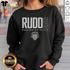 Alt Text: Nice Rudd9 Washington Spirit sweatshirt in vibrant colors, perfect for fans of women's soccer and team spirit.