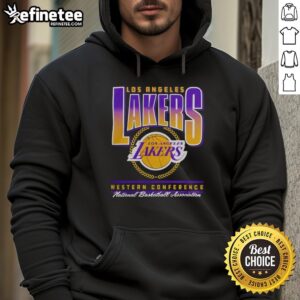 Stylish black Los Angeles Lakers hoodie featuring Western Conference NBA design, perfect for fans and casual wear.