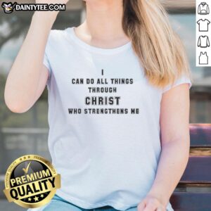 Top Angelo Gabriel 'I Can Do All Things Through Christ Who Strengthens Me' ladies tee showcasing a stylish design.