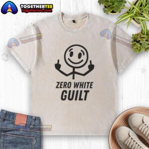 Good Zero White Guilt Middle Finger Washed T-Shirt featuring a bold graphic and casual fit for expressive style.
