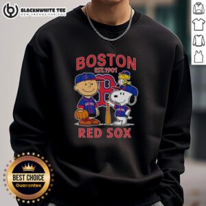 Good Boston Red Sox MLB x Charlie Brown VA Snoopy Peanuts sweatshirt featuring vintage design, established 1901.