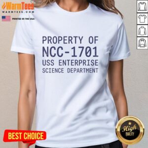 Stylish NCC 1701 USS Enterprise Science Department ladies tee showcasing a vibrant design for Star Trek fans.